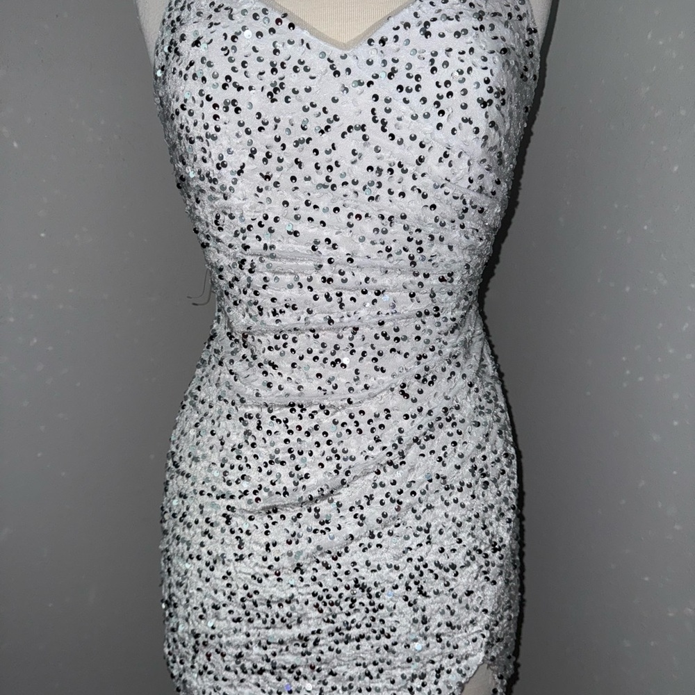 Elegant White Sequin Dress